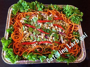 Large catering size of Larb gai in aluminum pan